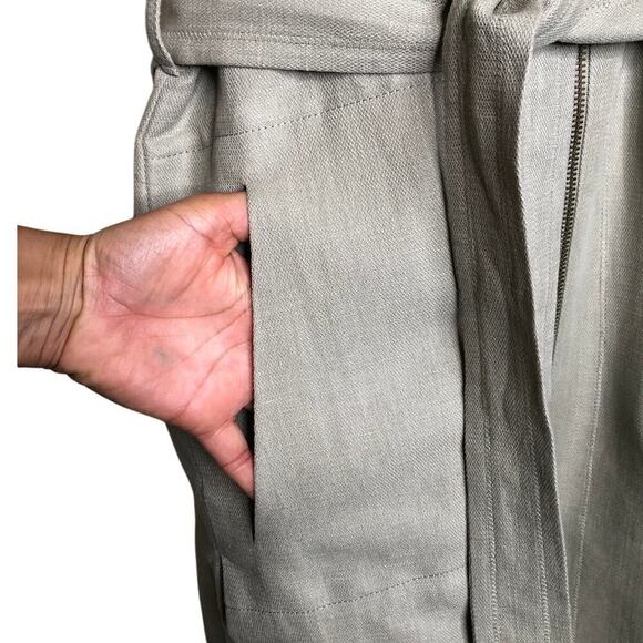 NAMU Belted Linen Sleeveless Midi Dress V- Neckline Minimalist Casual Sz: L - Picture 6 of 15